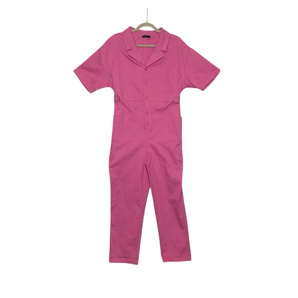 Very J Pink Barbie Short Sleeve Utility Jumpsuit | M